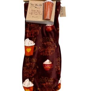 Fall Pumpkin Spice Latte Coffee Cup Hello Autumn Decor Throw Plush Blanket NEW